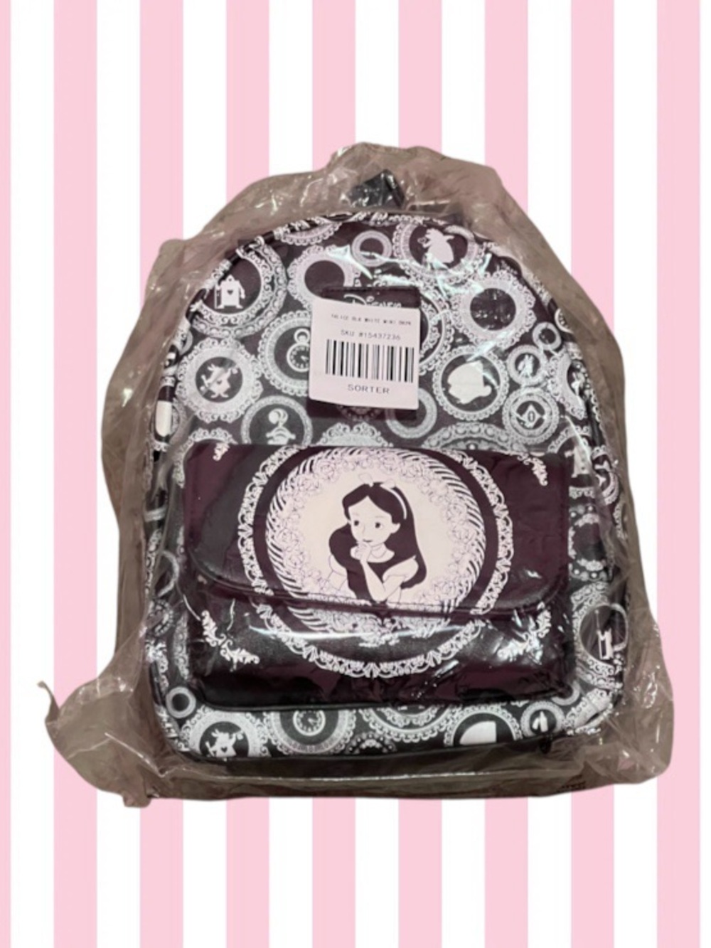 Graphic Maroon Women's Backpack with Character Motif
